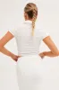 White Crop Shirt Short Sleeve Collar Textured sold by Ally Fashion