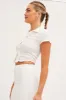White Crop Shirt Short Sleeve Collar Textured sold by Ally Fashion