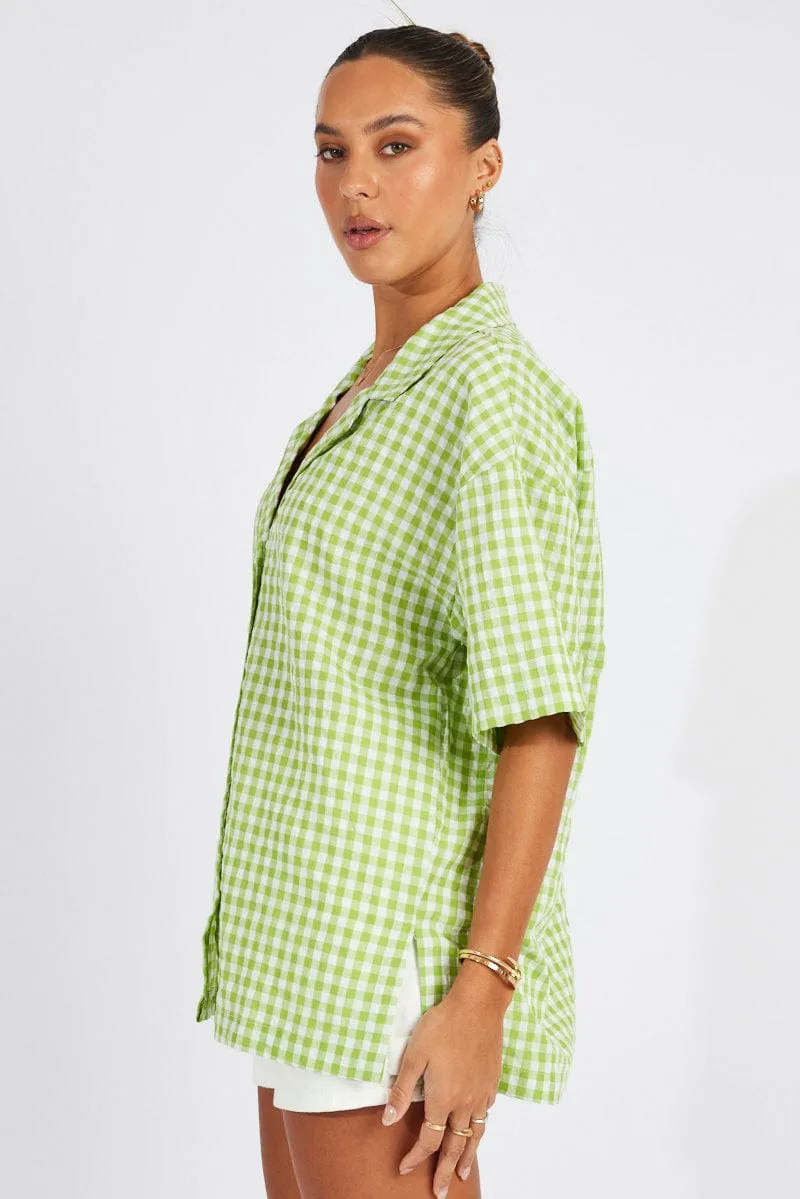 Green Check Shirt Short Sleeve sold by Ally Fashion product image thumbnail 4