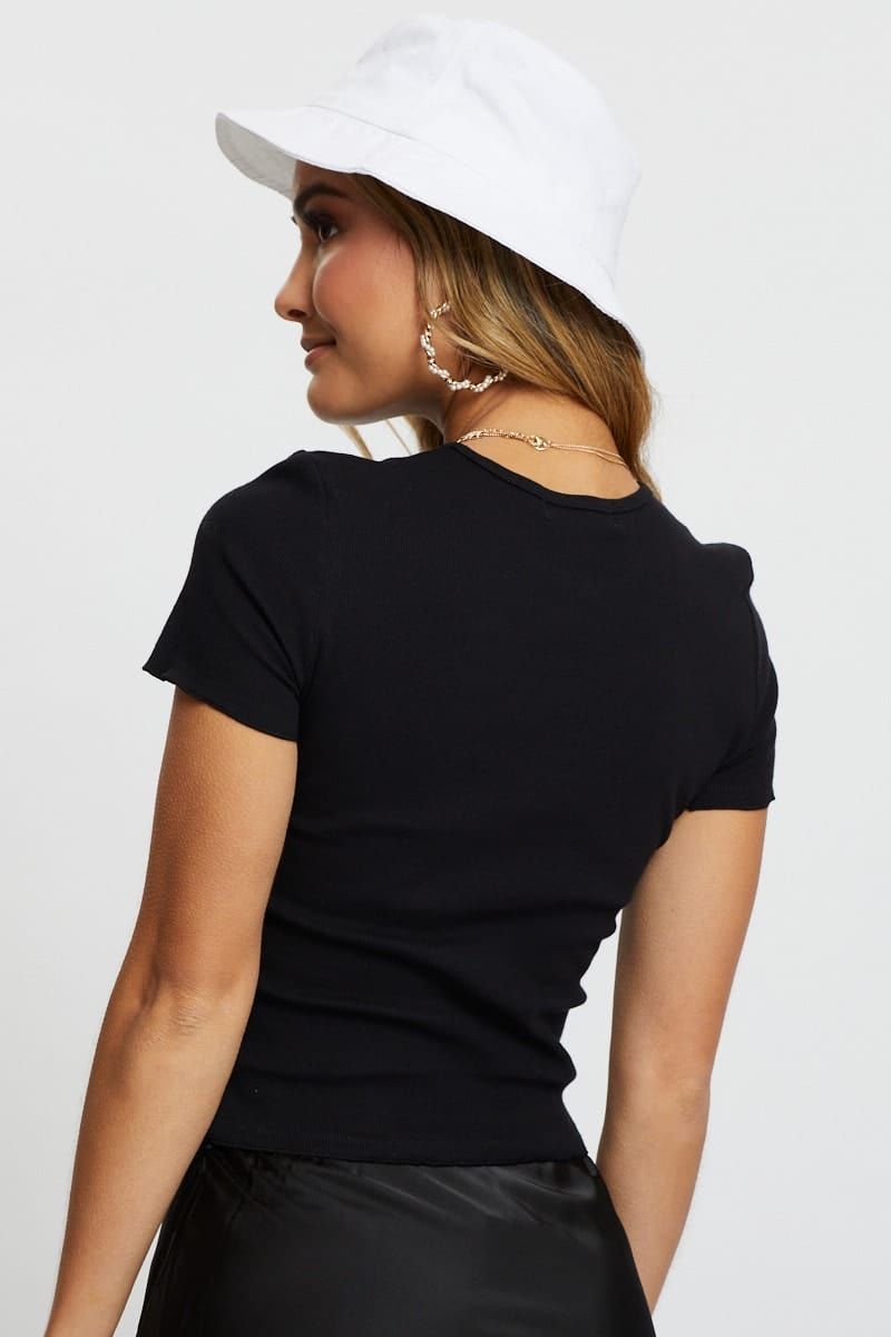 Black Embroidered Flower Tee sold by Ally Fashion product image thumbnail 2