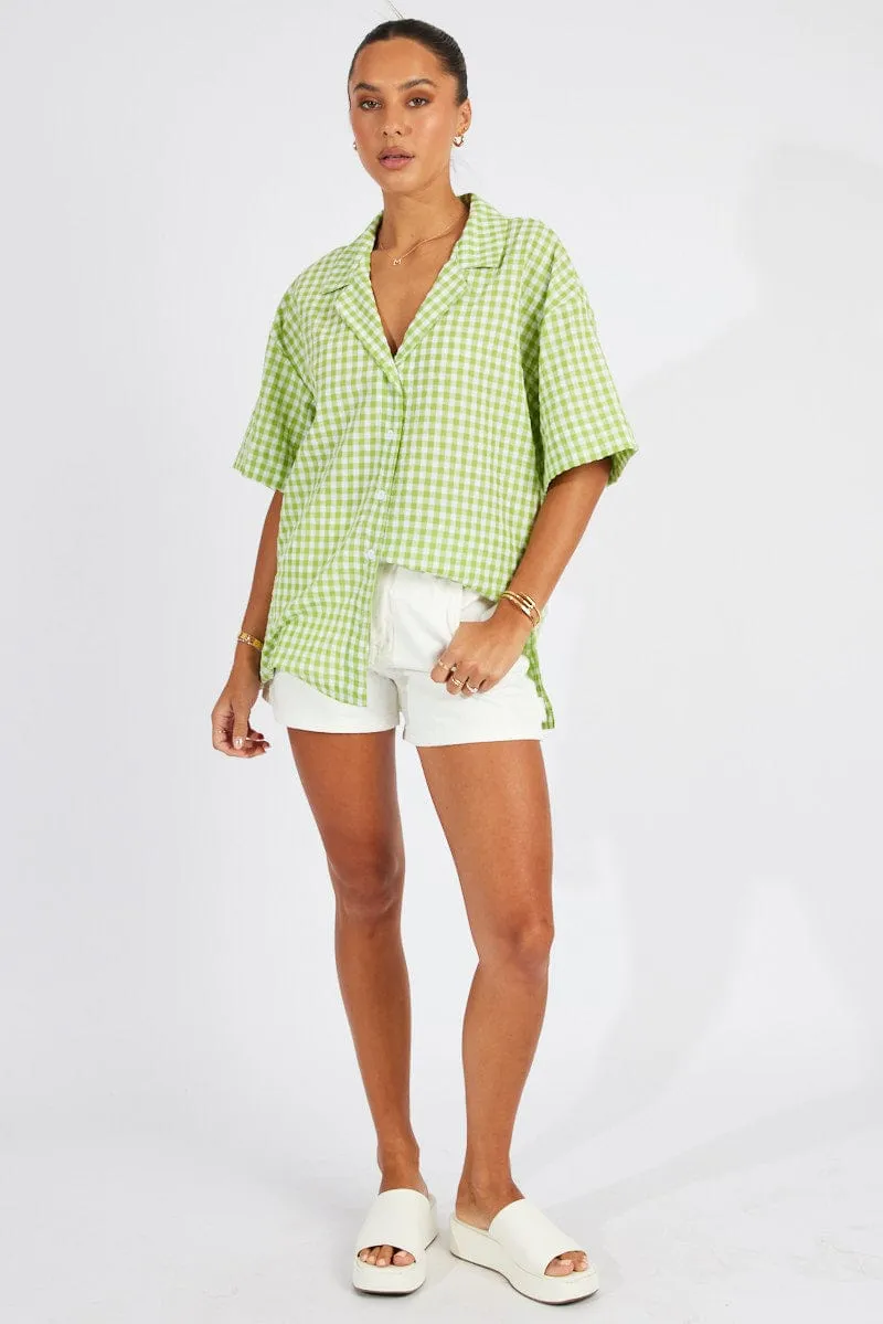 Green Check Shirt Short Sleeve sold by Ally Fashion product image thumbnail 2