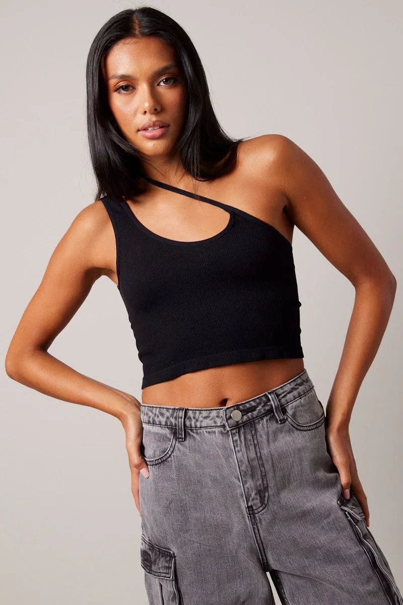 Black Crop Top Singlet Seamless sold by Ally Fashion