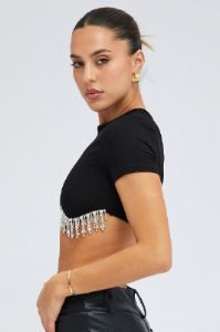 Black Diamonte Top sold by Ally Fashion