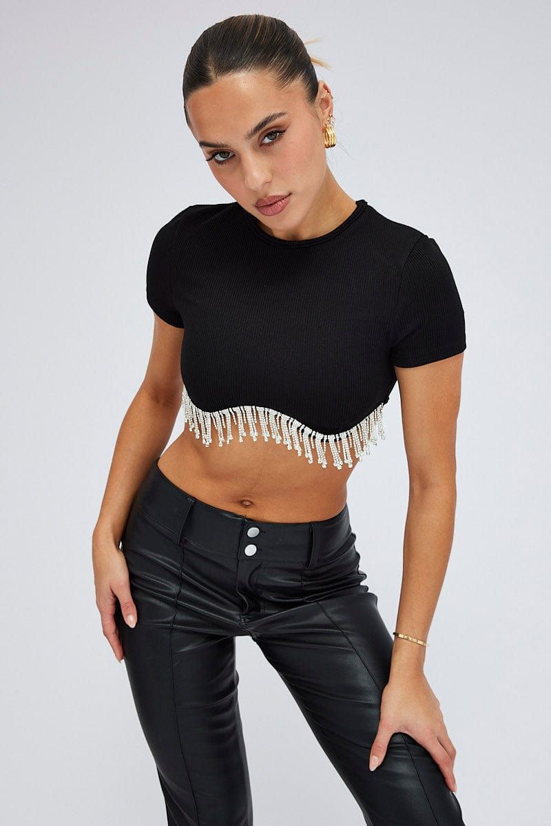 Black Diamonte Top sold by Ally Fashion
