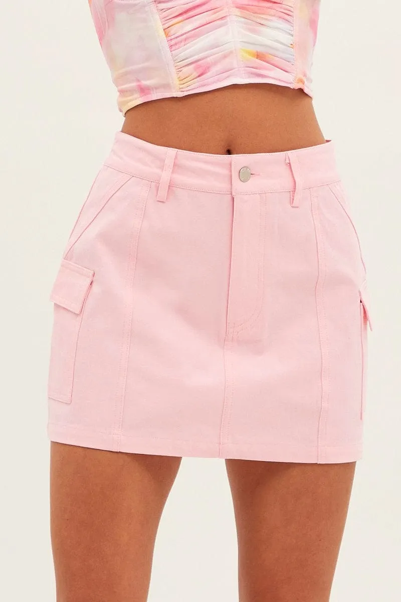 Pink Cargo Skirt Mini Mid Rise sold by Ally Fashion product image thumbnail 2