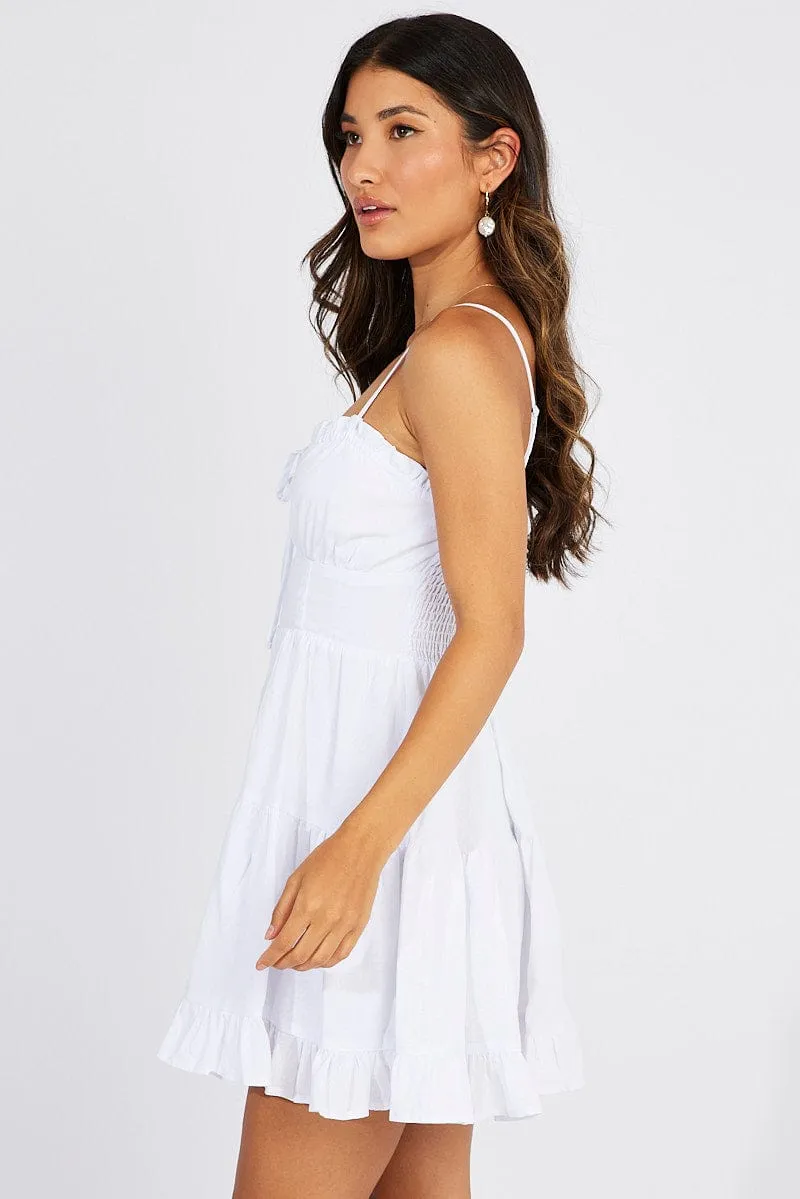 White Fit and Flare Dress Sleeveless Tiered sold by Ally Fashion product image thumbnail 4