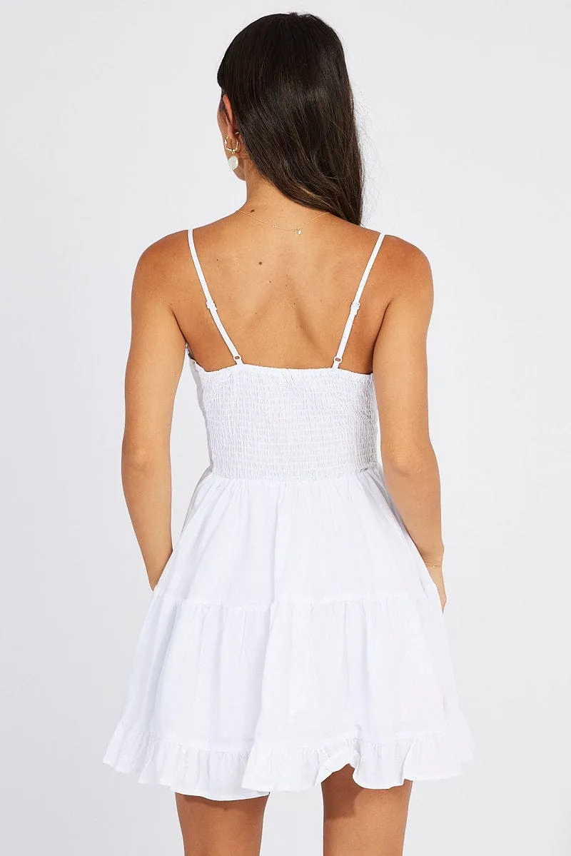 White Fit and Flare Dress Sleeveless Tiered sold by Ally Fashion product image thumbnail 5