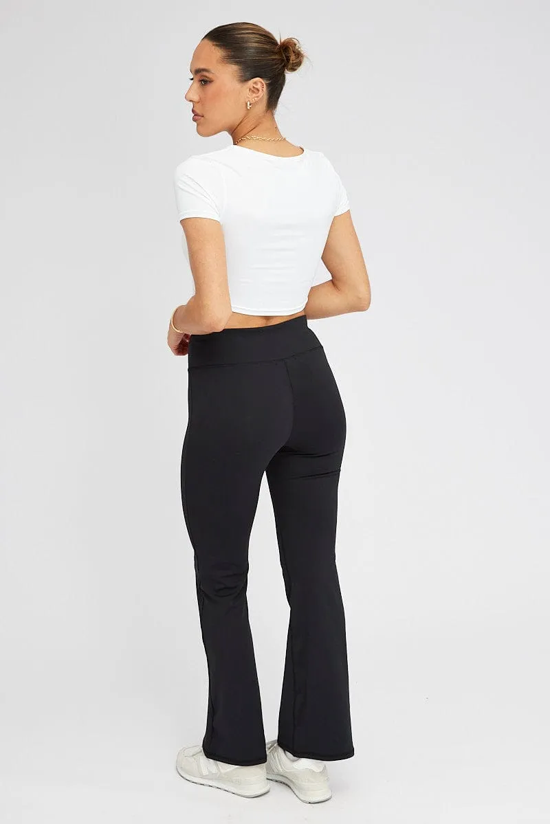 Black Flare Leg Pants High Rise sold by Ally Fashion product image thumbnail 4