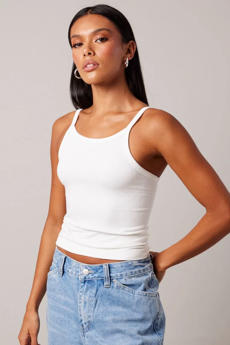 White Singlet Top Seamless Sleeveless Longline sold by Ally Fashion product image thumbnail 4