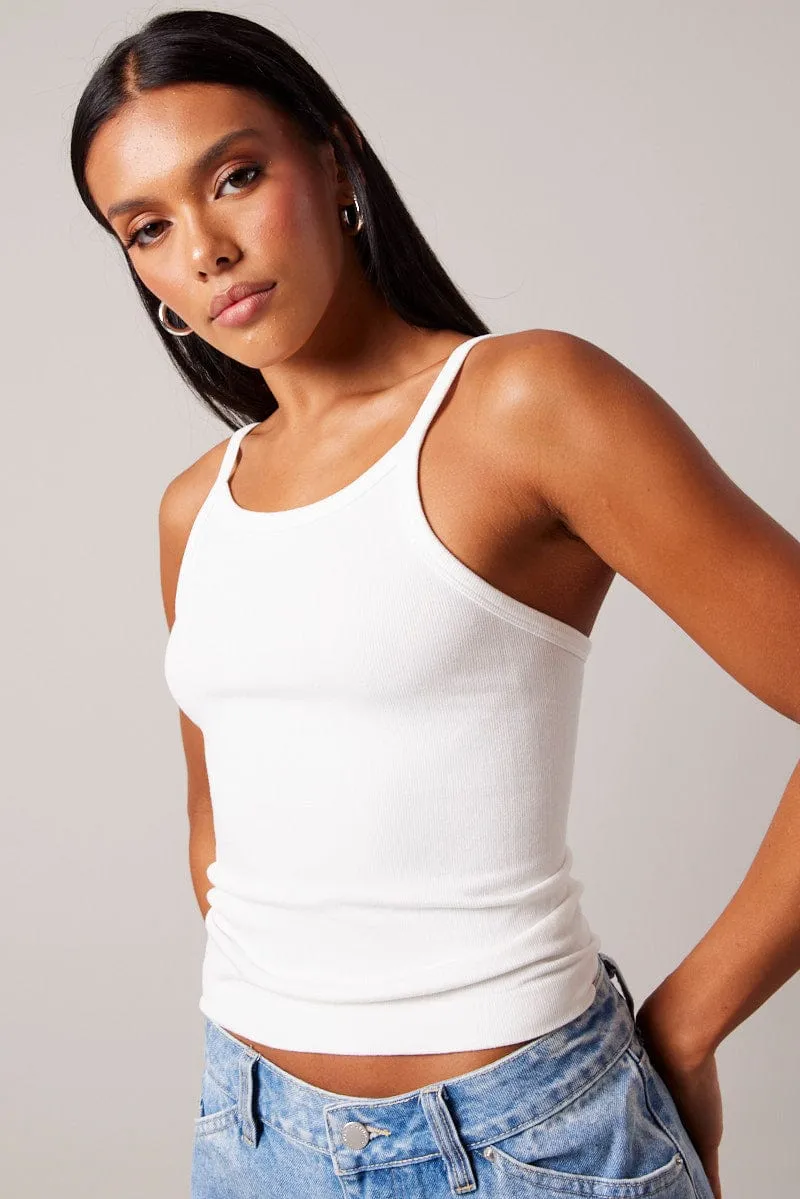 White Singlet Top Seamless Sleeveless Longline sold by Ally Fashion