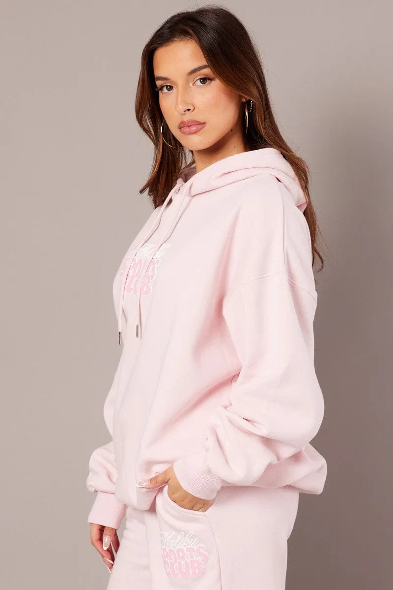 Pink Graphic Hoodie Long Sleeve sold by Ally Fashion product image thumbnail 4