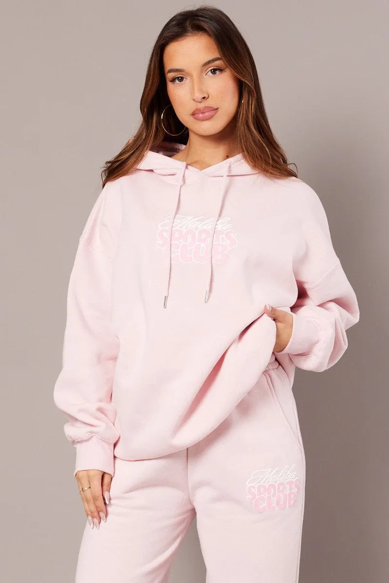 Pink Graphic Hoodie Long Sleeve sold by Ally Fashion