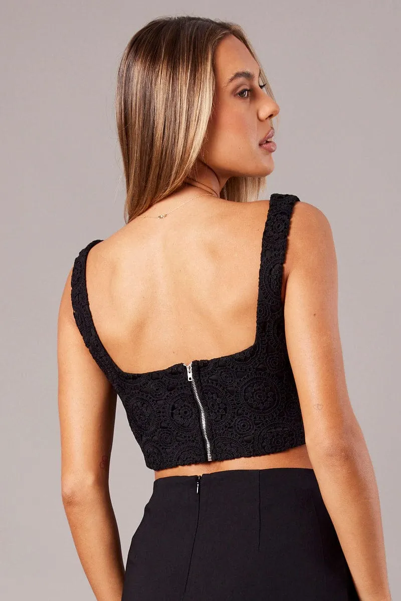 Black Corset Top Sleeveless Lace Crochet sold by Ally Fashion product image thumbnail 5