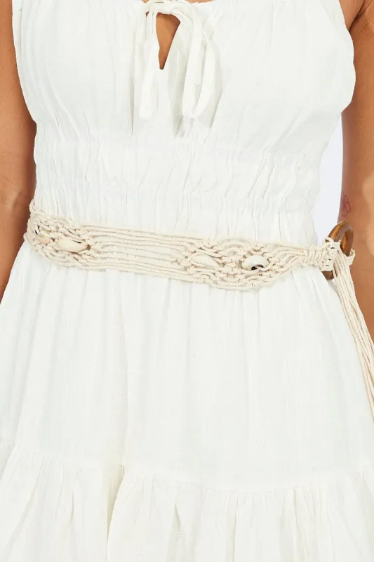 White Shell Detail Woven Belts sold by Ally Fashion