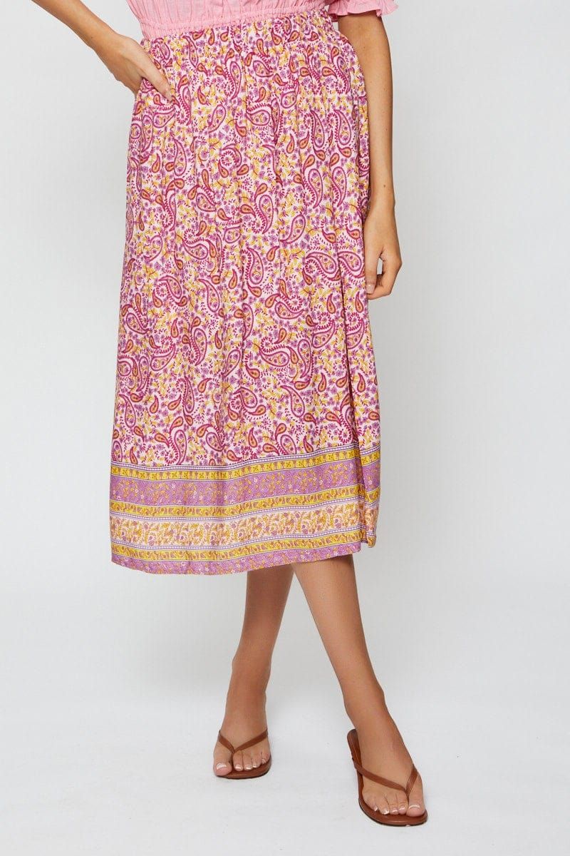 Boho Print Maxi Skirt Elastic Waist sold by Ally Fashion product image thumbnail 2