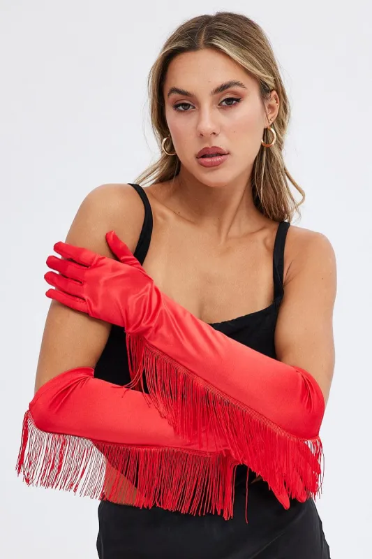 Red Tasseled Gloves sold by Ally Fashion