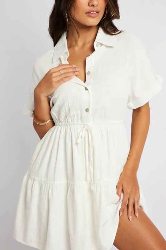 White Shirt Dress Short Sleeve sold by Ally Fashion