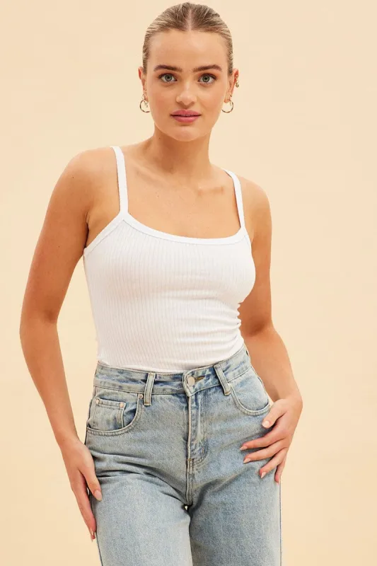 White Prea Bind Detail Singlet sold by Ally Fashion