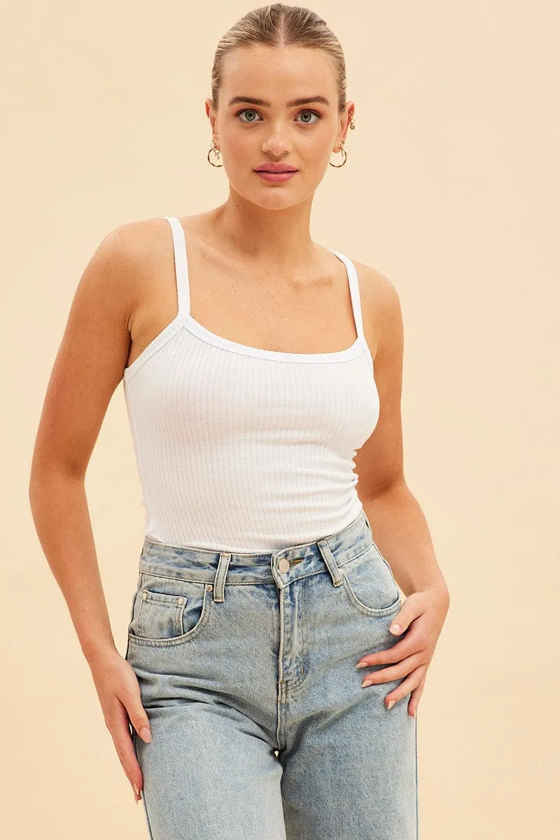 White Prea Bind Detail Singlet sold by Ally Fashion