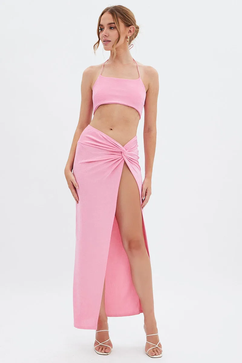 Pink Twist Maxi Skirt sold by Ally Fashion product image thumbnail 3