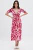 Red Floral Cutout Midi Dress sold by Ally Fashion