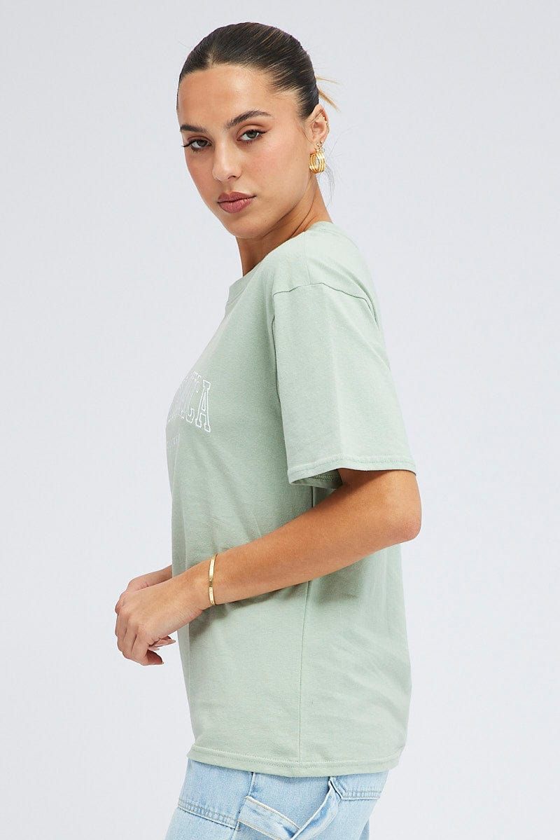Green T Shirt Short Sleeve Crew Neck Santa Monica sold by Ally Fashion product image thumbnail 4