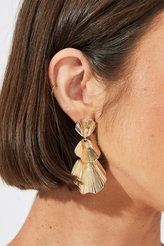 Gold Leaves Drop Earrings sold by Ally Fashion