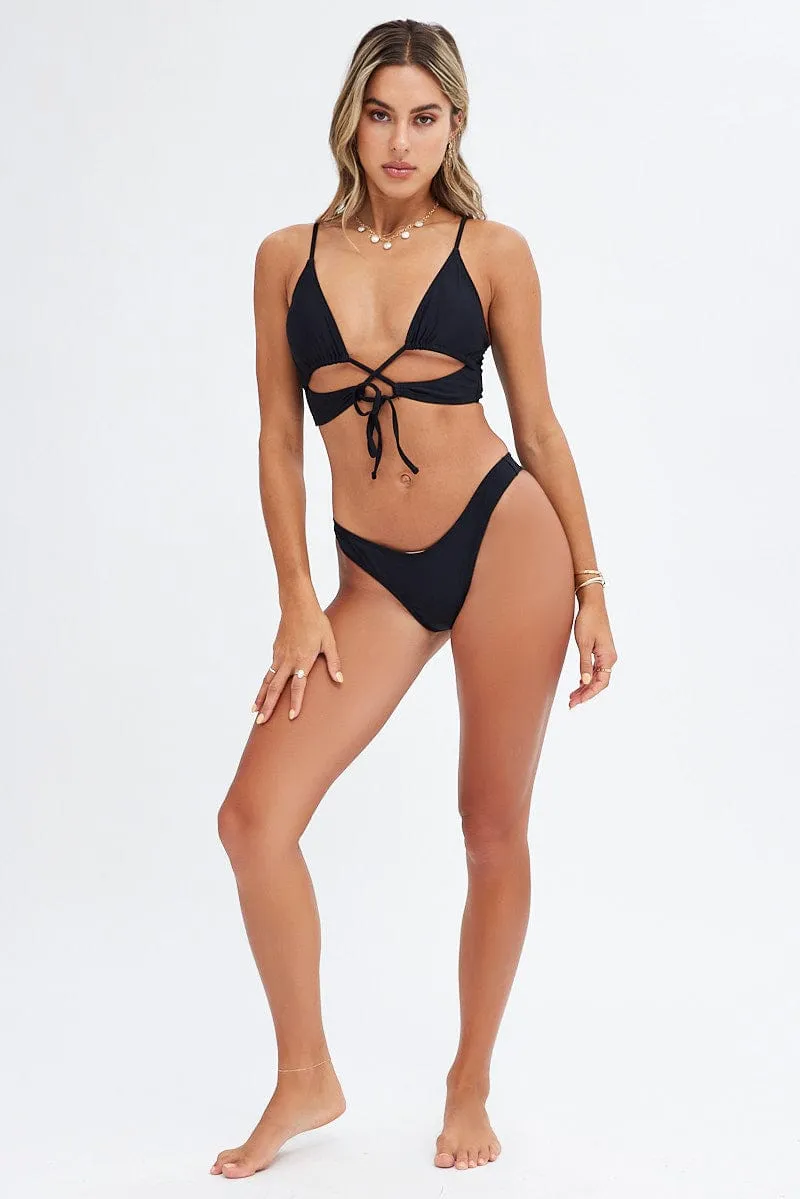Black Tie Front Bikini Set sold by Ally Fashion product image thumbnail 3