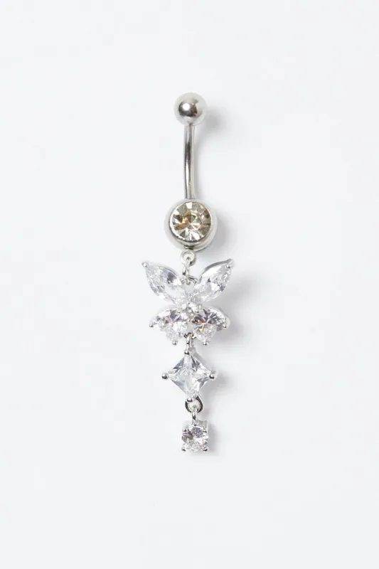 Silver Butterfly Crystal Belly Ring sold by Ally Fashion
