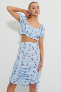 Print Print Puff Shoulder Ruched Bust Crop Top sold by Ally Fashion