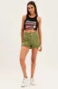 Green Relaxed Shorts Paper Bag High Rise sold by Ally Fashion
