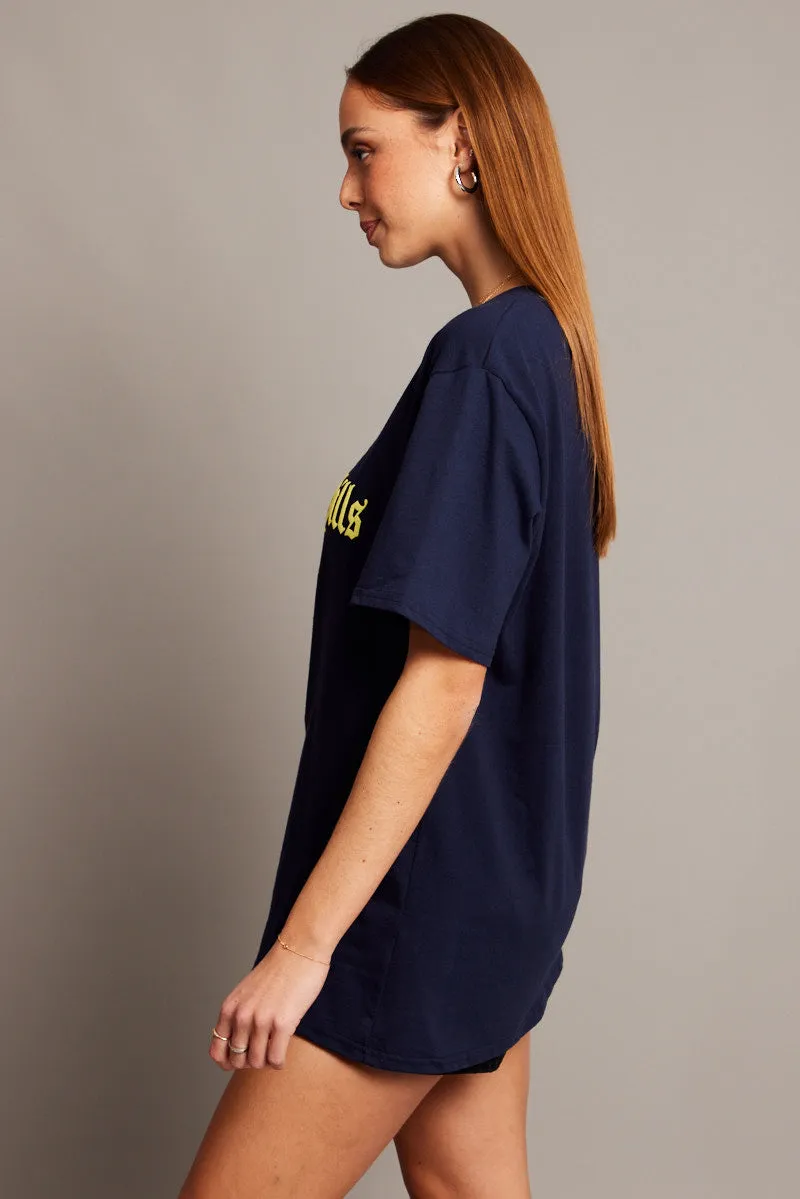 Blue Graphic Tee Short Sleeve sold by Ally Fashion product image thumbnail 4