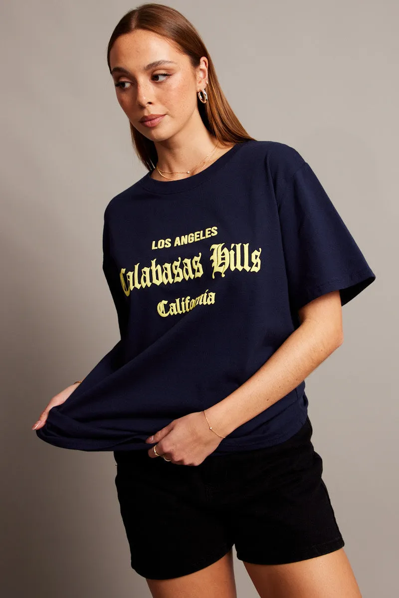 Blue Graphic Tee Short Sleeve sold by Ally Fashion