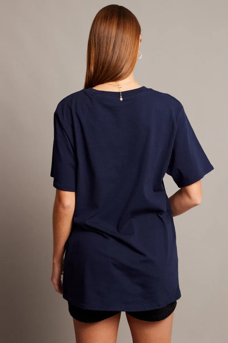 Blue Graphic Tee Short Sleeve sold by Ally Fashion product image thumbnail 5