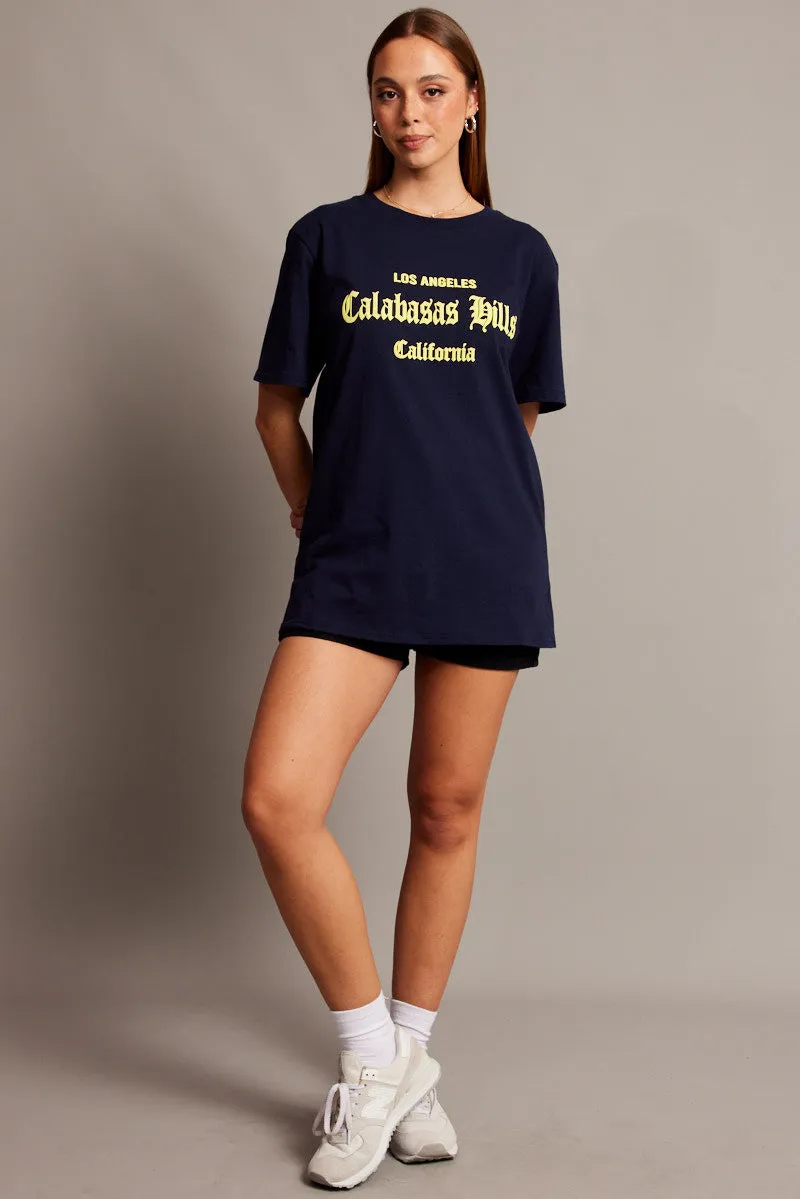 Blue Graphic Tee Short Sleeve sold by Ally Fashion product image thumbnail 2