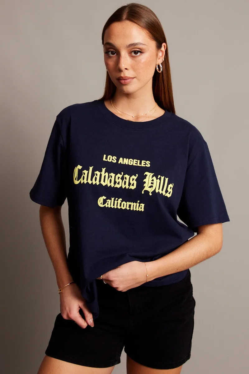 Blue Graphic Tee Short Sleeve sold by Ally Fashion product image thumbnail 3