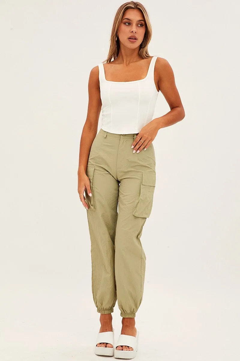 White Corset Tank Sleeveless Square Neck Crop Curved Hem sold by Ally Fashion product image thumbnail 2