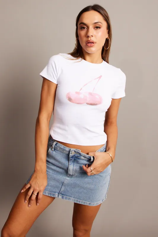 White Graphic Tee Short Sleeve sold by Ally Fashion