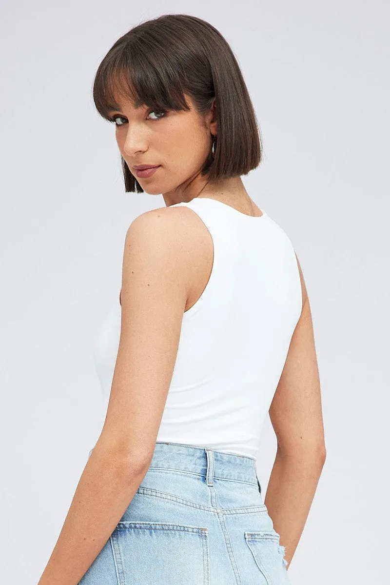 White Supersoft Bodysuit Sleeveless sold by Ally Fashion product image thumbnail 5
