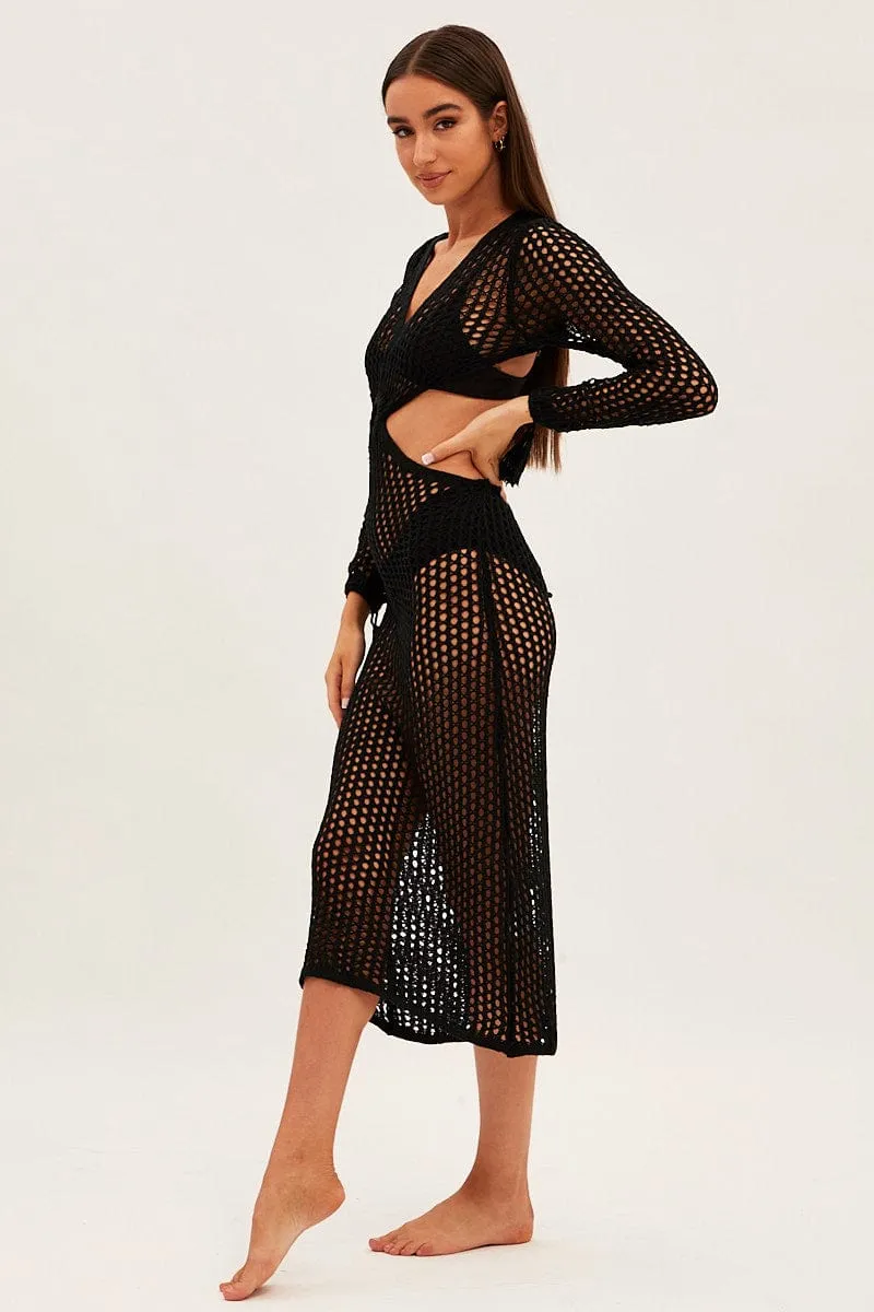 Black Crochet Cutout Knit Dress sold by Ally Fashion product image thumbnail 4