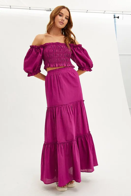 Purple Maxi Skirt Tiered sold by Ally Fashion