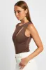 Brown Cutout Bodysuit Sleeveless Supersoft sold by Ally Fashion