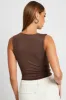 Brown Cutout Bodysuit Sleeveless Supersoft sold by Ally Fashion