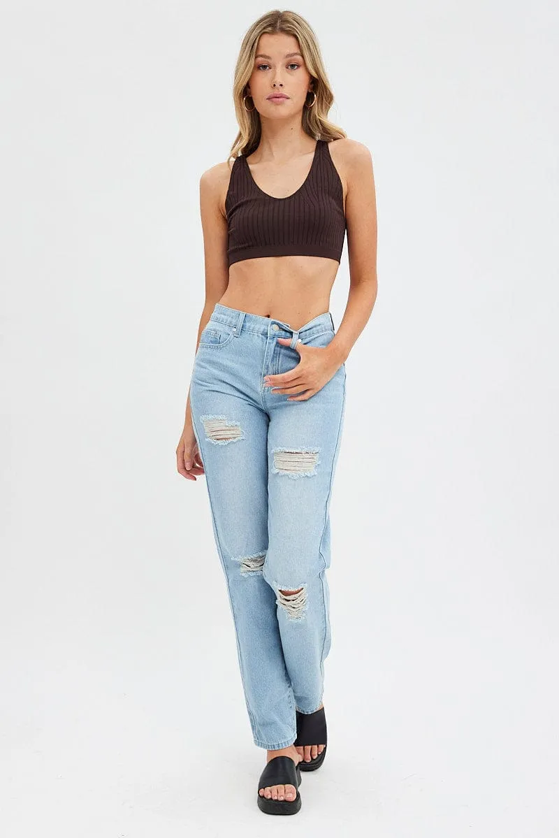 Brown Tank Top V Neck Seamless sold by Ally Fashion product image thumbnail 2