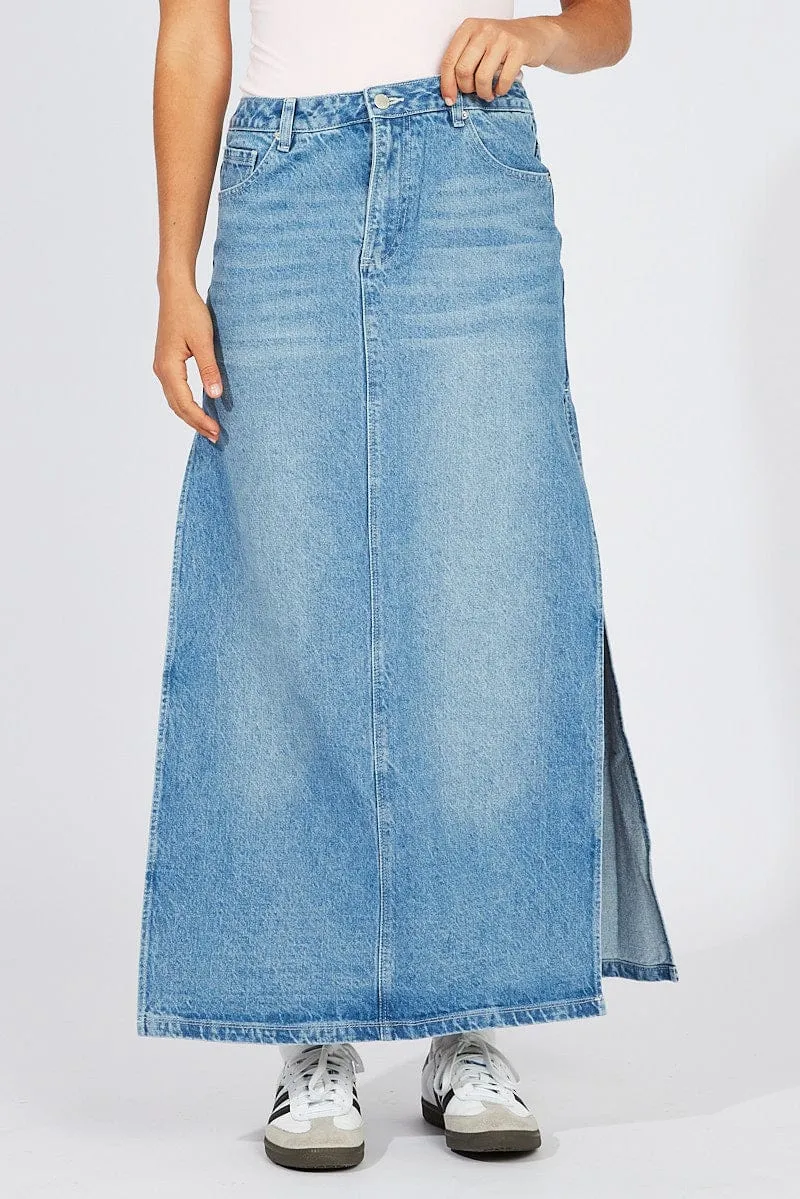 Blue Skirt Maxi High Rise sold by Ally Fashion product image thumbnail 3