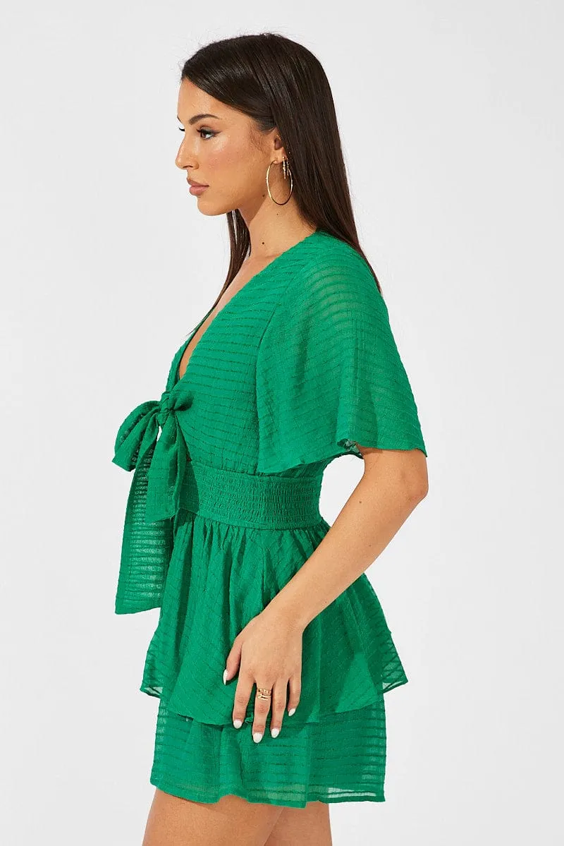 Green Playsuit Tie Front Wing Sleeve sold by Ally Fashion product image thumbnail 4