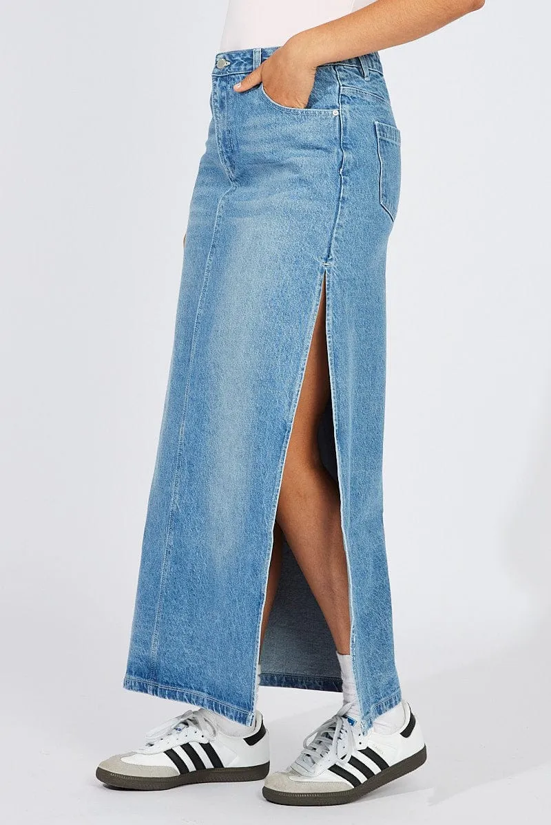 Blue Skirt Maxi High Rise sold by Ally Fashion product image thumbnail 4