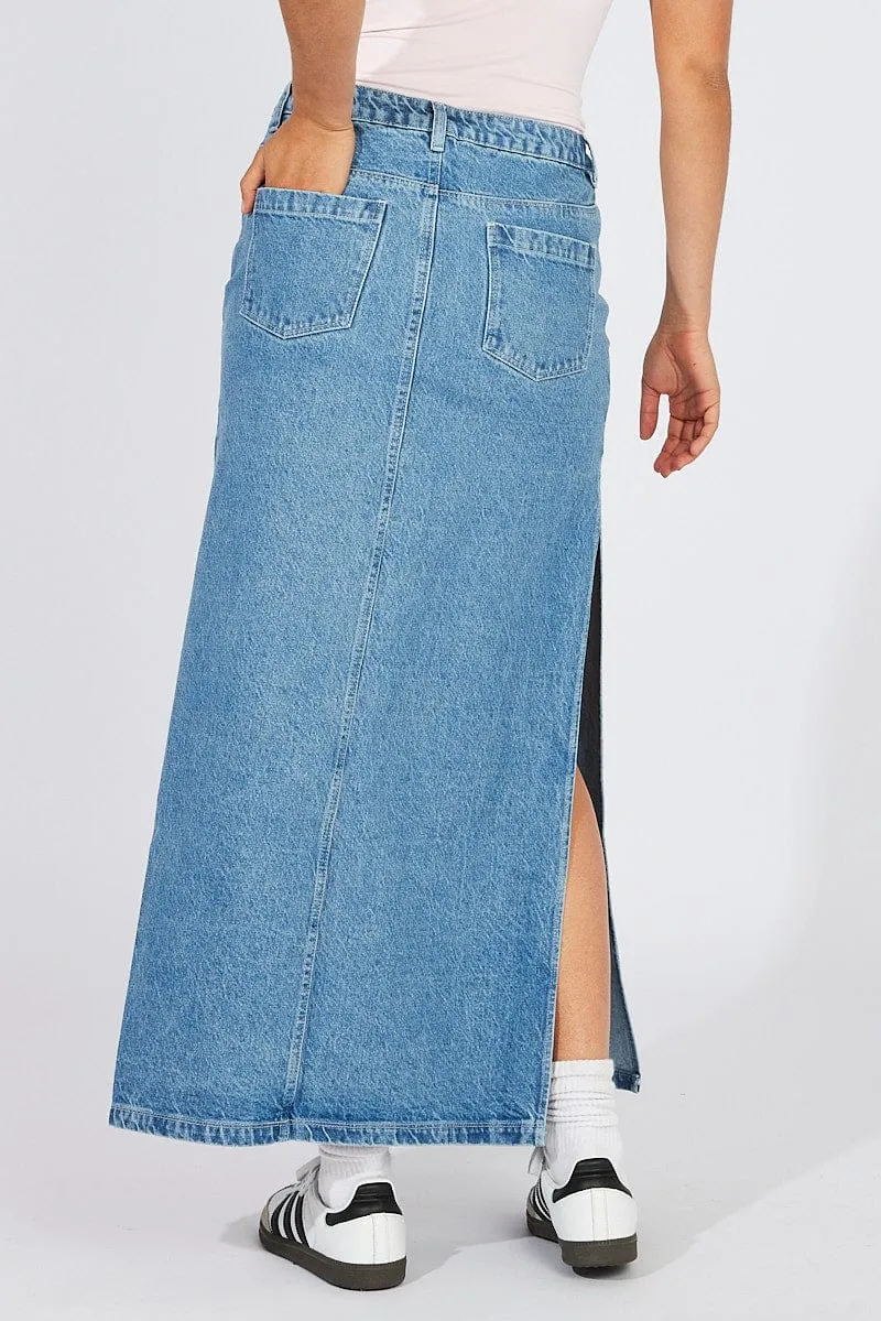 Blue Skirt Maxi High Rise sold by Ally Fashion product image thumbnail 5