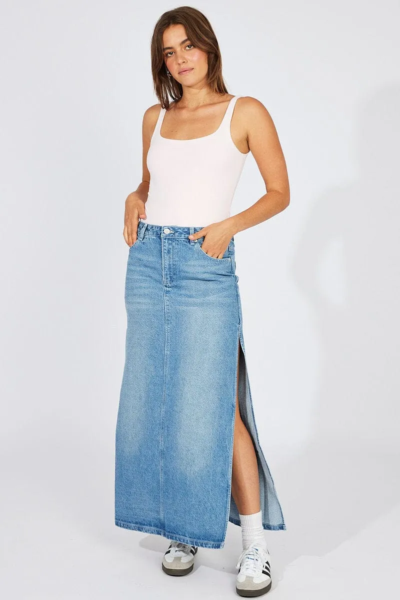 Blue Skirt Maxi High Rise sold by Ally Fashion product image thumbnail 2