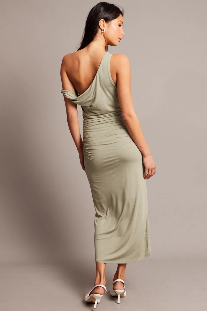 Green Bodycon Dress Twist Off Shoulder Supersoft sold by Ally Fashion product image thumbnail 5